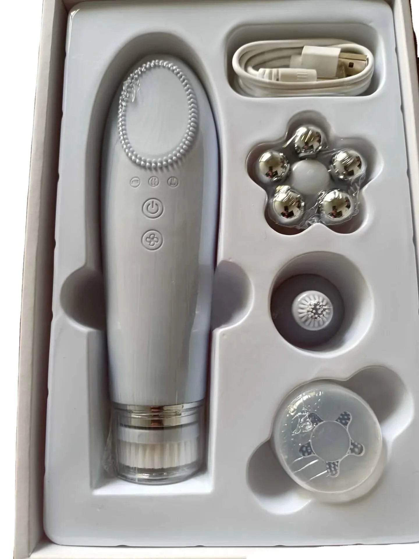 2024 New Rechargeable Sonic Facial Cleansing Brush with Hot and Cool Compress Silicone Face Cleanser for Deep Cleaning - M & M Global