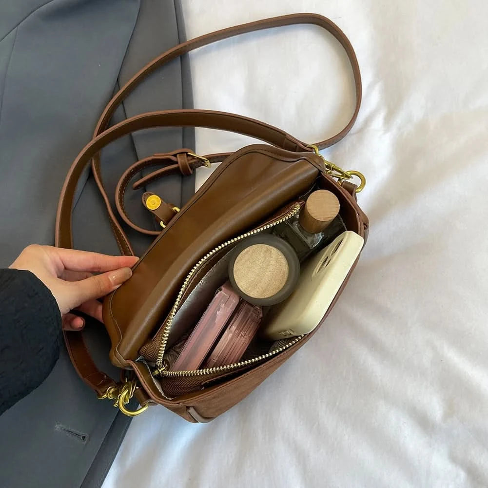 Korean Fashion New Small Square Bag Shoulder Bags Brown Niche Retro Suede Surface Leisure Versatile Trend Lady Crossbody Bags - M & M Global