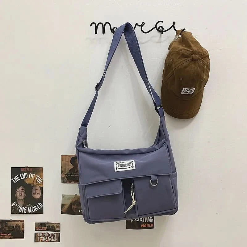Korean Ulzzang Messenger Bag Women New 2023 Nylon Bags Multipockets Crossbody Bags For Women School Book Shoulder Bag Girls Sac - M & M Global