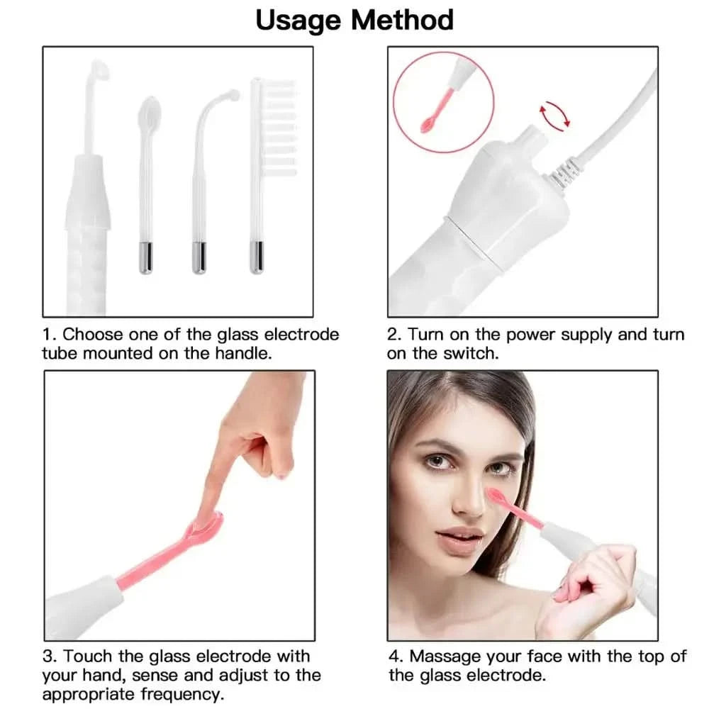 Portable High Frequency Facial Machine Skin Therapy Acne Spot Wrinkles Remover Beauty Facial Care Acne Spot Wrinkles Remover - M & M Global