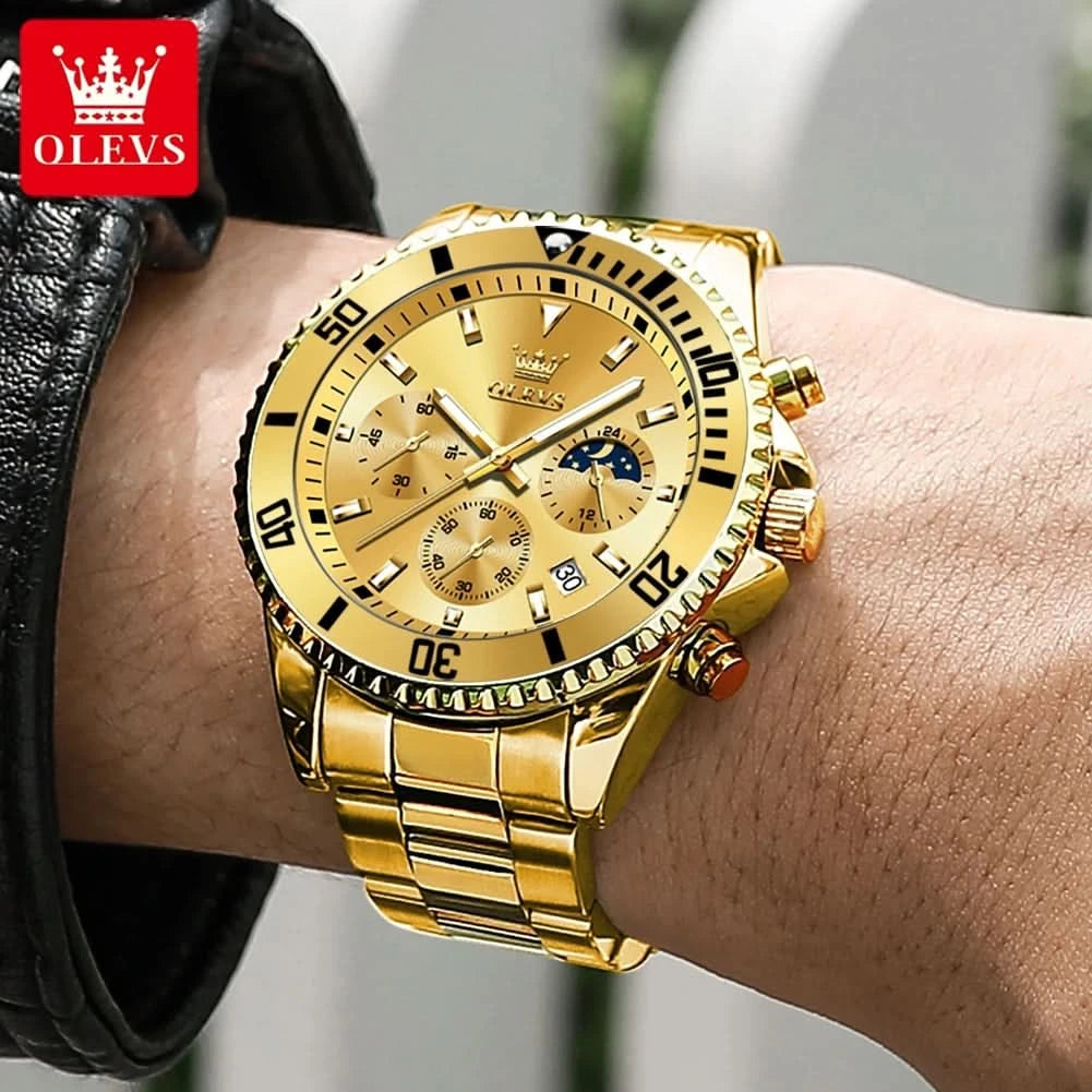 OLEVS Watches For Men Classic with Date Dress Luxury Big Face Waterproof Luminous Men's Wrist Watch Stainless Steel Men Watch - M & M Global