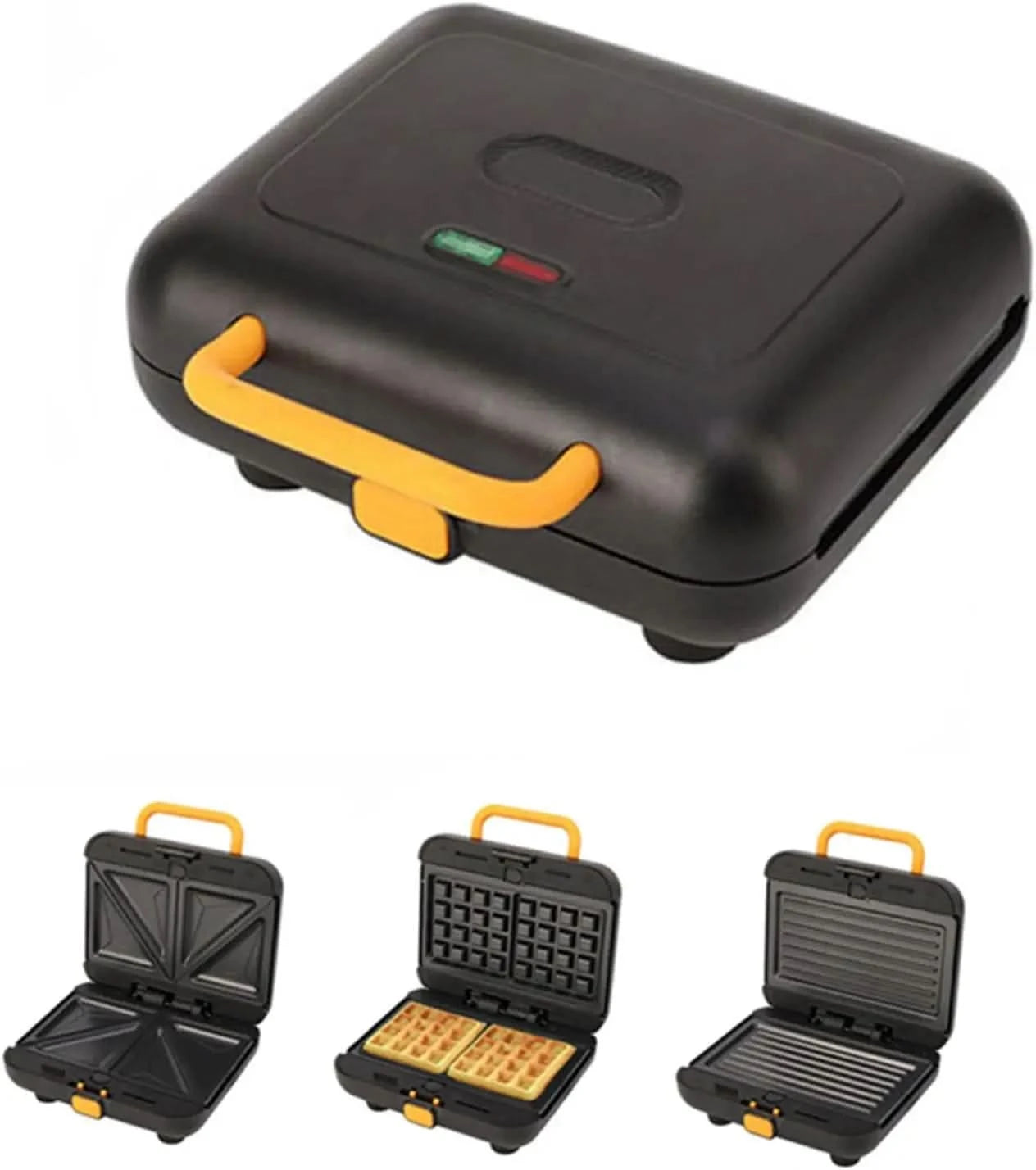3-In-1 Waffle Maker, Sandwich Maker, Panini Maker, Household Electric Breakfast Maker with Interchangeable Plates - M & M Global