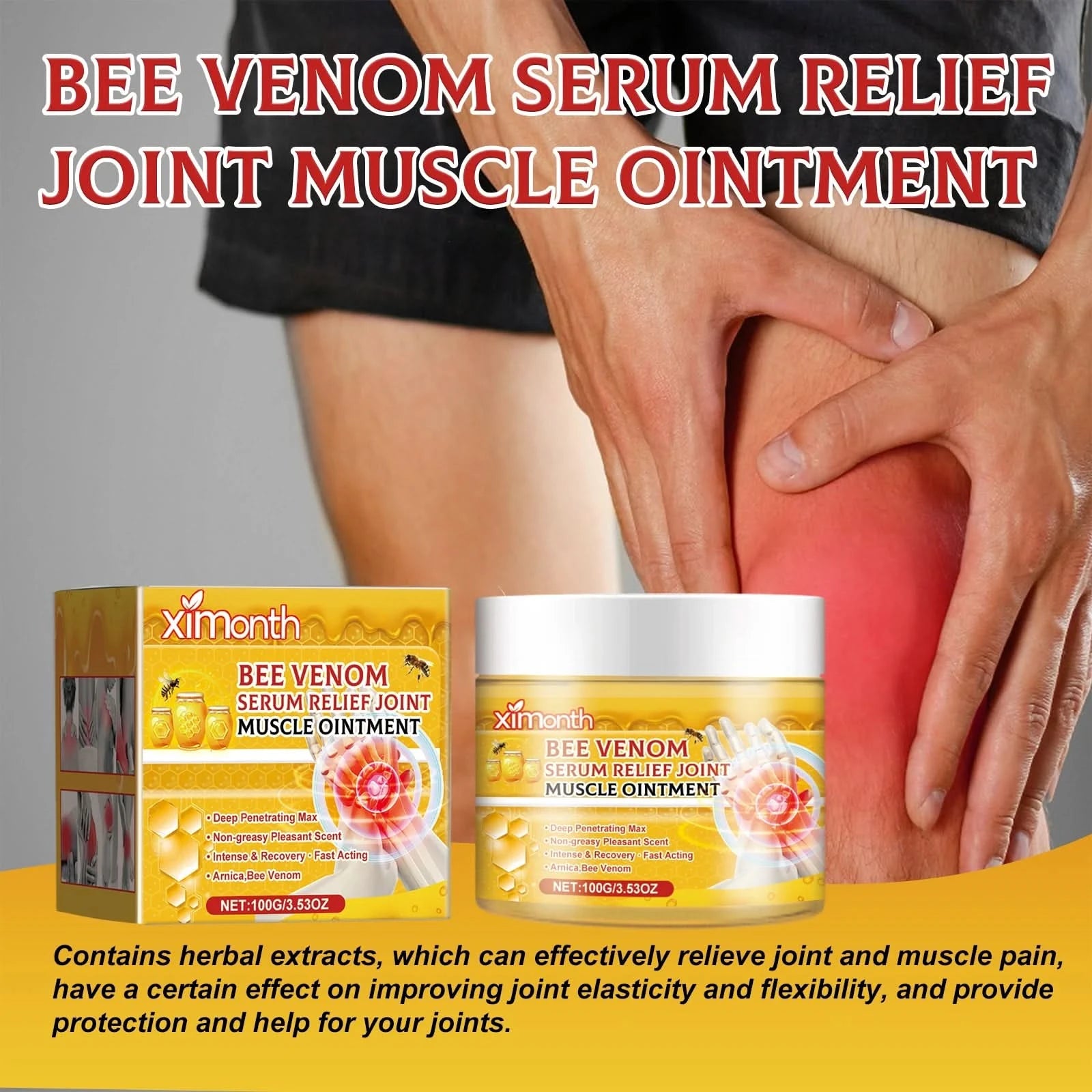 Ximonth Bee Venom Body Care Cream Relief Discomfort Soreness Waist Knee Joint Care Gentle Massage Body Muscle Care Cream - M & M Global