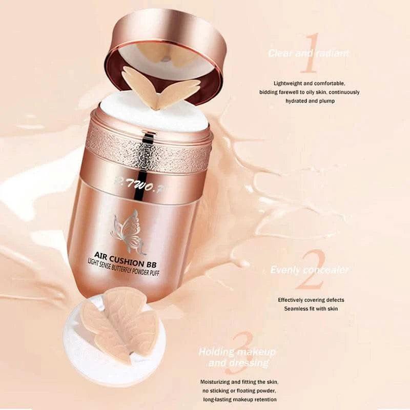 Air Cushion BB Cream Butterfly Powder Puff Moisturizing Foundation Concealer Whitening Oil-control Waterproof Makeup Cosmetics - M & M Global