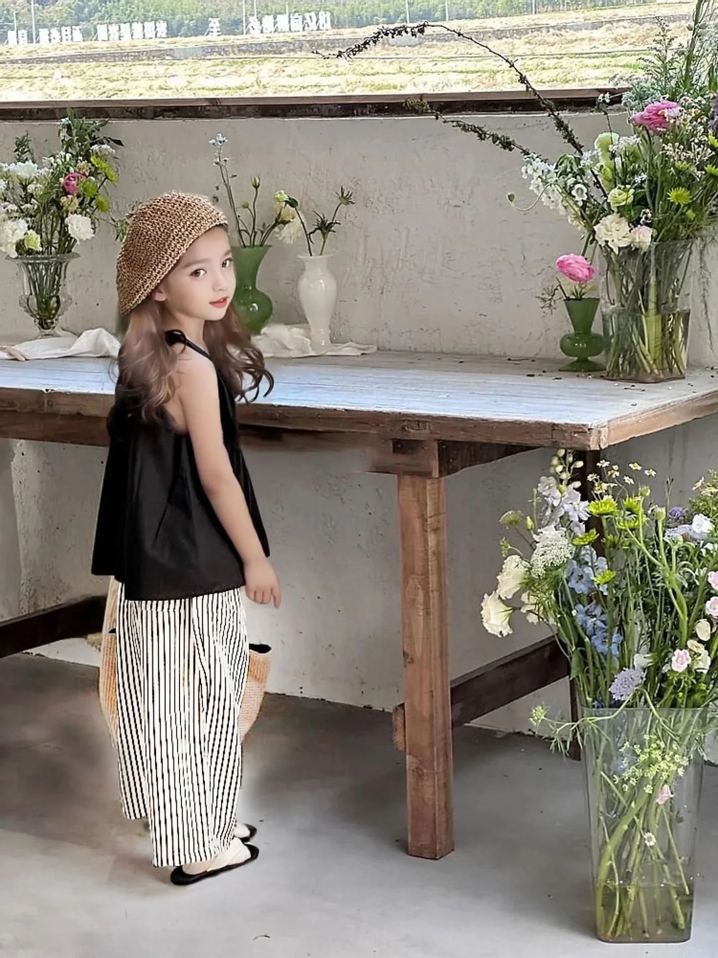 2PCS/set Vest+Striped Wide Leg Pants Summer Daily Simple Sleeveless Children's Clothing For 1 to 8 Years Old - M & M Global