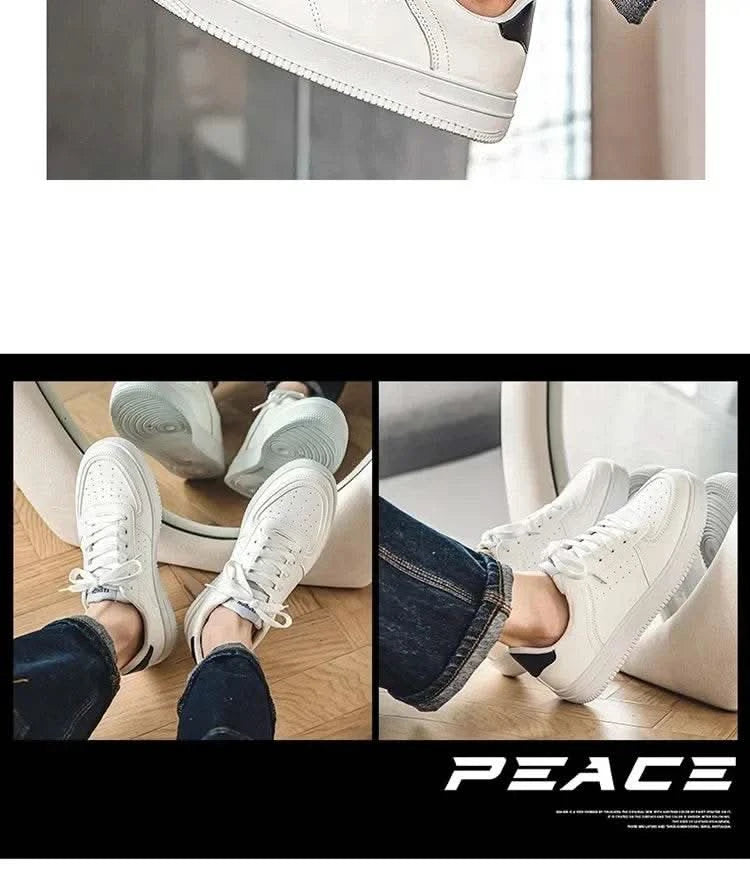 Casual Men's Sneakers Autumn 2025 New Style Winter Pure White Fiberglass Synthetic Lining Rubber Sole Unisex Leisure Shoes - M & M Global