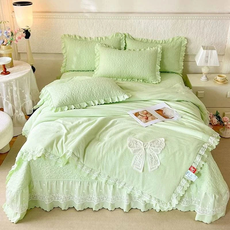 Bow Summer Quilt Single Quilt Air Conditioning Quilt Suitable for Women's Bedroom Apartment French Elegant Bow Summer Quilt - M & M Global