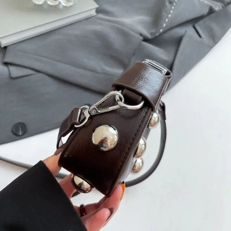 Retro Versatile Ladies Mini Handbag Women Big Rivet Personality Luxury Designer Crossbody Bags for Women Streetwear Shoulder Bag - M & M Global