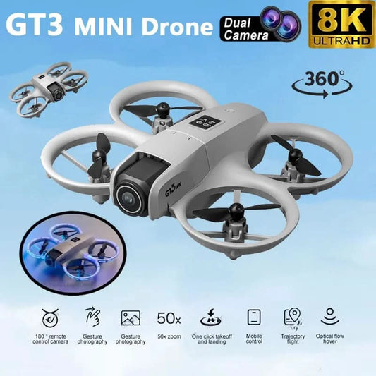 GT3 Drones Mini 8K HD Dual Camera Intelligent Obstacle Avoidances Aerial Photography Flyer Optical Flow Positioning Beginner UAV - M & M Global