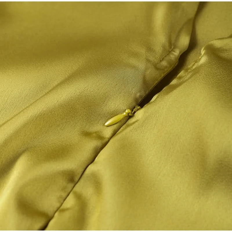 Elegant Green Satin Ruffles Sling Long Dress Women Sexy Backless Sleeveless Split Slim Dresses Lady 2025 New Party Club Vestidos - M & M Global