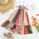 Girls Casual Dresses Floral Print Halter Sleeveless Top Girls Dress Kids Clothes for 2 To 7 Years Chinese Traditional Dress - M & M Global