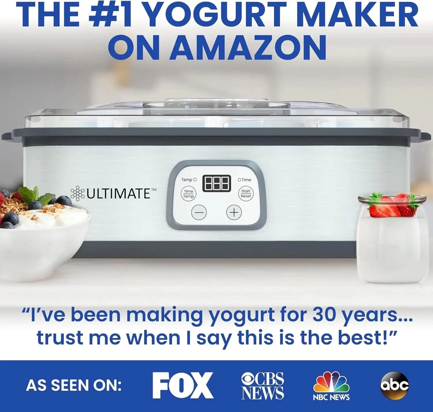 Probiotic Yogurt Maker with Adjustable Temperature & Time Control - Make Trillions of Live Probiotics & Get Better Gut Health - - M & M Global