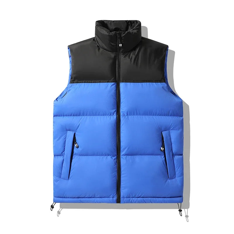 Men's Vest Jacket Autumn Winter Parkas Oversize Stand Collar Zipper Pockets Orange Windbreaker Waistcoat Plus Size Same
