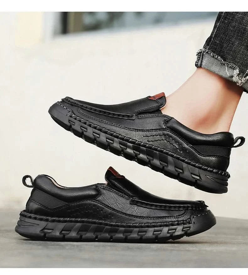 2024 Retro Loafer Genuine Split Leather Classic Shoes Sewing Comfortable Men Casual Slip-on Club Party Shoe Spring Summer - M & M Global