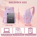 Ruffle Plaid Backpack Girl Pink/Blue Nylon For Women Outdoor Travel Weekend Book Schoolbags Back To School Gifts For Kids - M & M Global