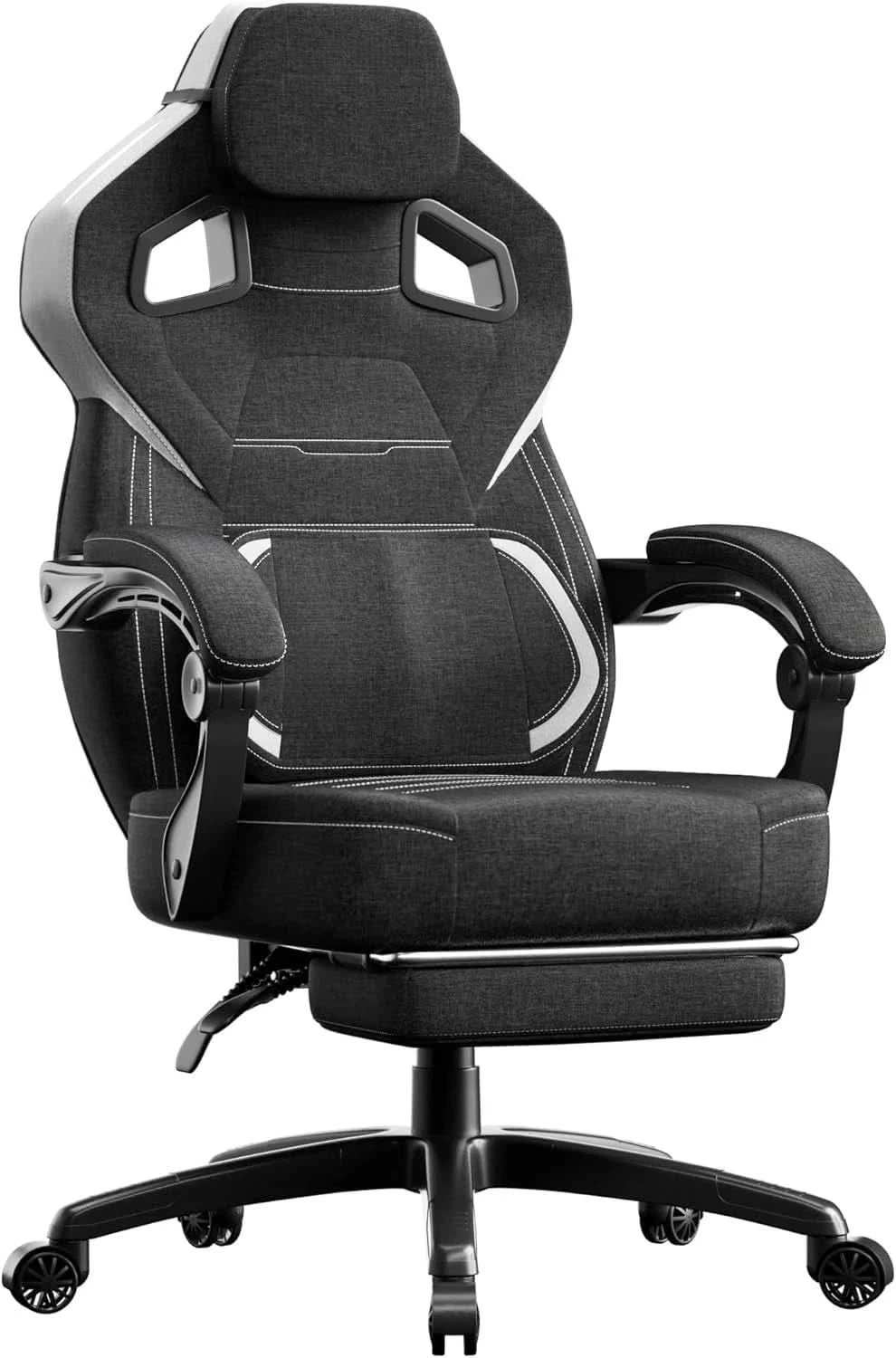 Fabric Gaming Chair with Footrest, Big and Tall Gamer Chair with Lumbar Support, Wide Back Computer Chair for Heavy People