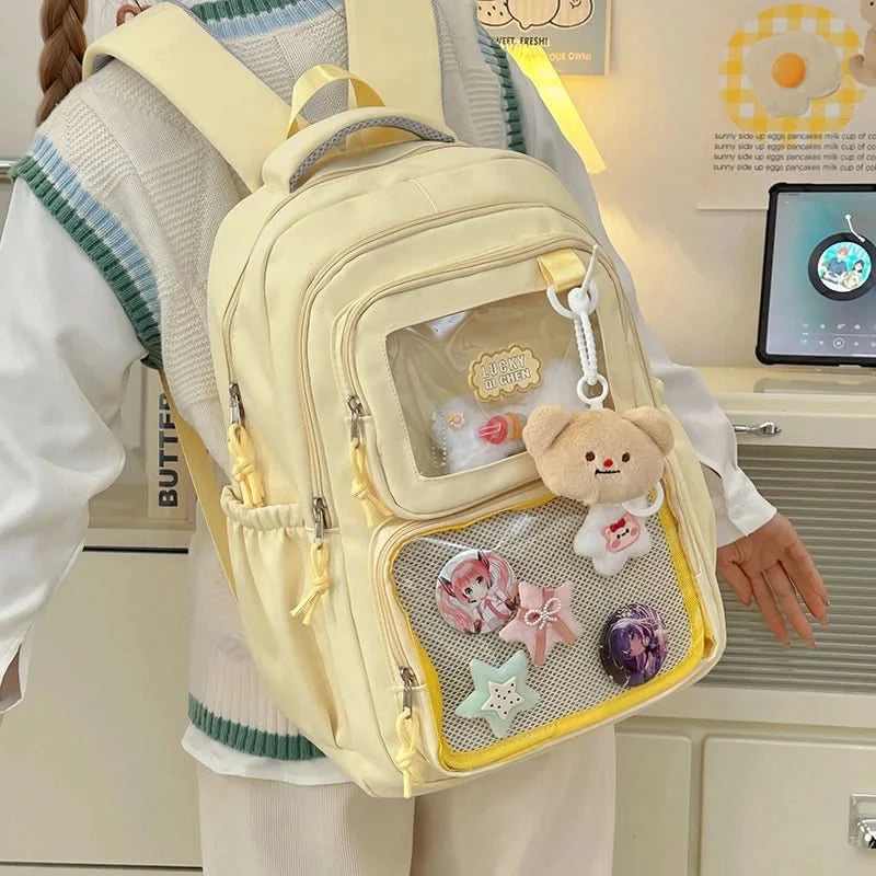 Japanese Style Kawaii Backpack Girls Transparent Ita Bag Women Large Capacity Backpack Fashion School Bag for College Student JK - M & M Global