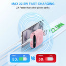 10000mAh 22.5W Fast Charging Power Bank with Built-in Cables, 4-in-1 Portable Charger with LED Display & Keychain for iWatch