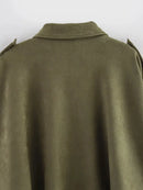 Women Green Suede Jacket 2026 New Spring Fashion Long Sleeve Zipper Oversize Bomber Jackets Chic Female Street Casual Coats ﻿