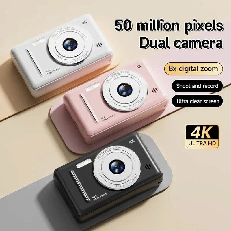 4K Digital Camera 5000W Pixel Retro CCD Portable Card Camera Entry-level Camera Dual Camera Flash 50 Million Pixels Auto Focus - M & M Global