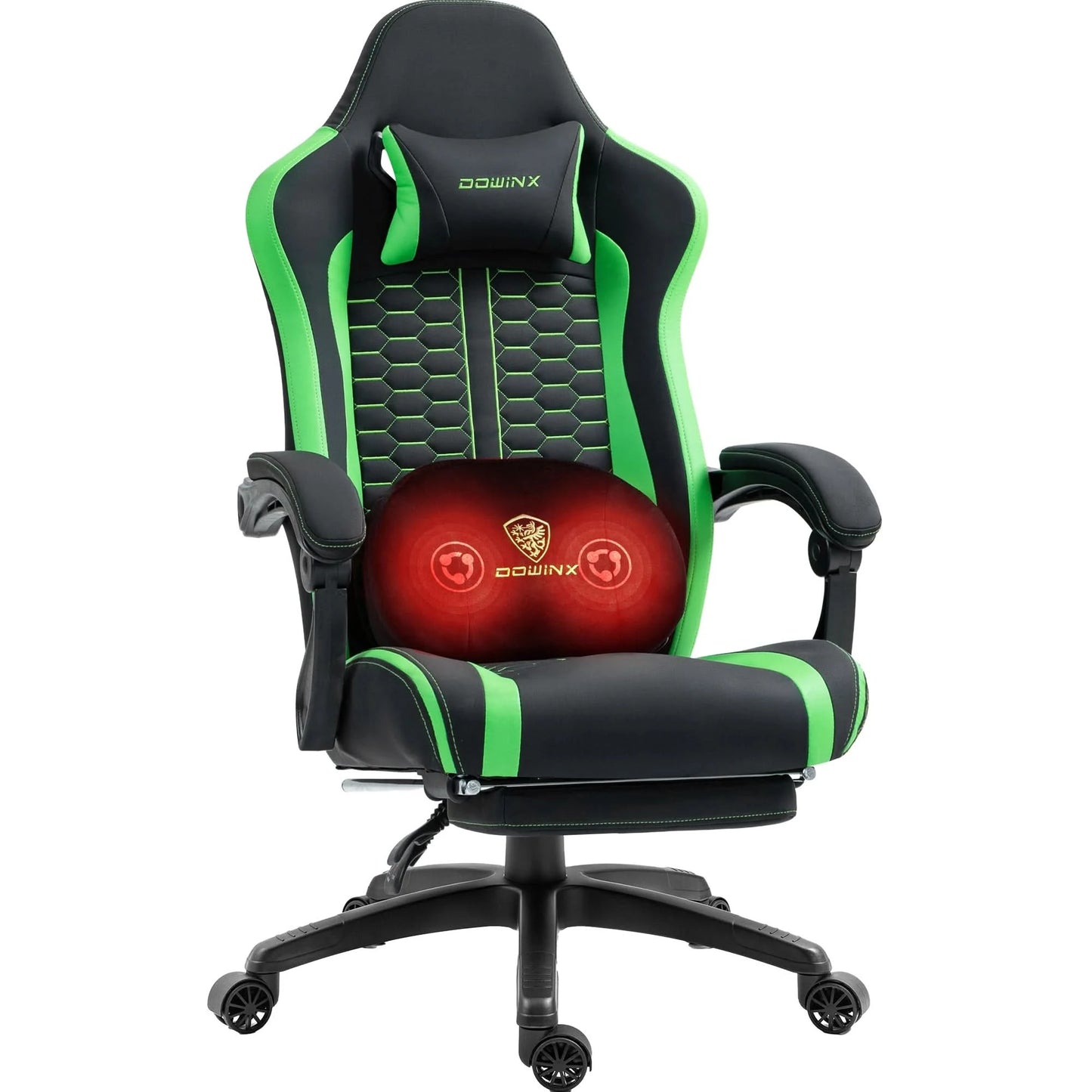 Dowinx Gaming Chair with Heated Massage Lumbar Support, Ergonomic Gaming Computer Chair with Pocket Spring Cushion and Footrest