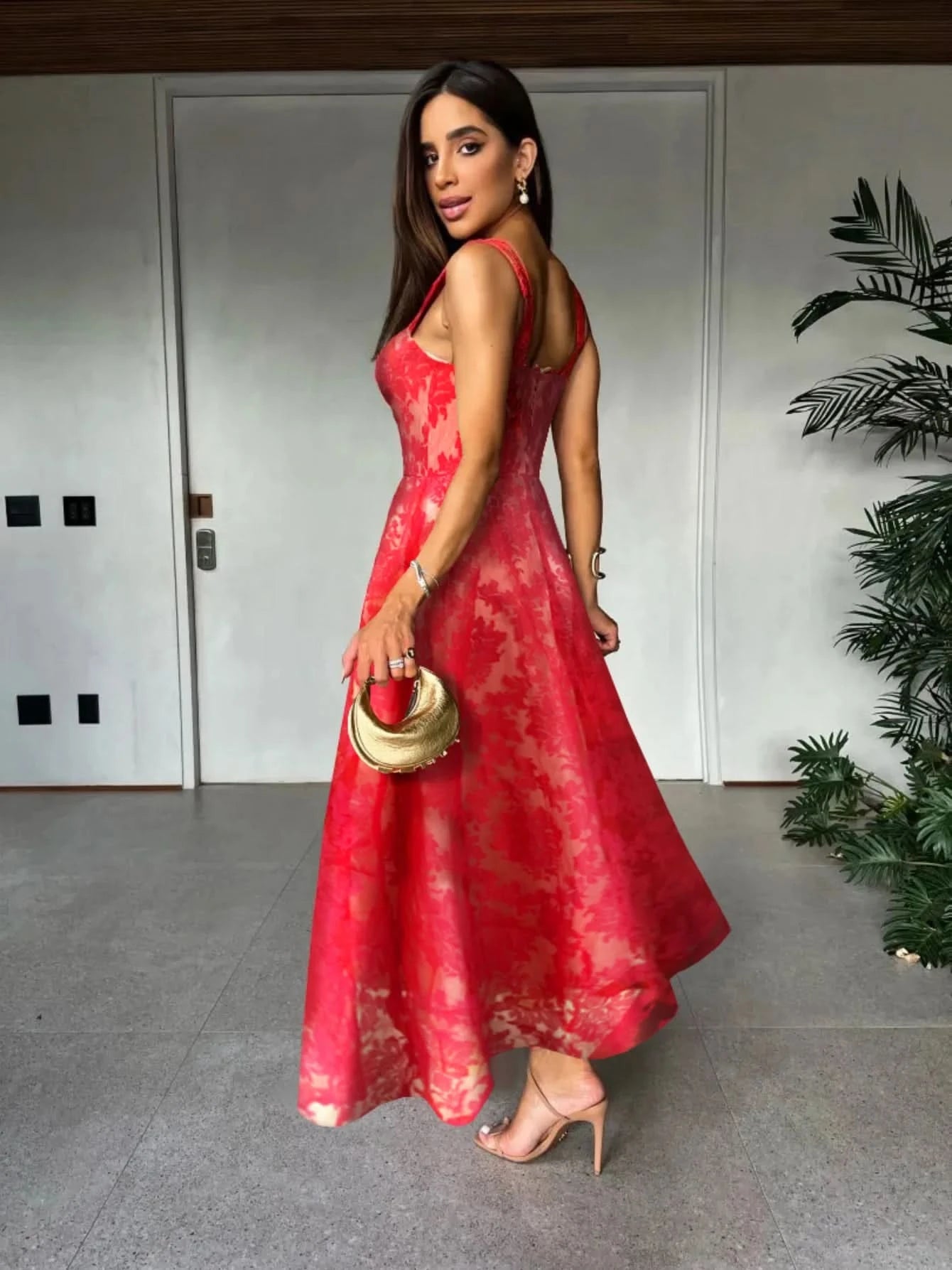 Sexy Lace Jacquard See Through Women Dress Sleeveless Tie Up Backless lace Long Dress Summer Party Ladies Bandage Party Dress - M & M Global