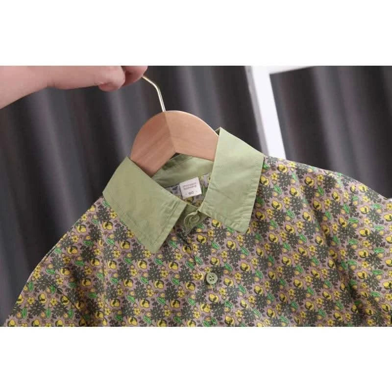 2023 Summer Brother Sister Outfits Boy Kid Flower Casual Shirt+Shorts 2pcs Girl Flower set - M & M Global