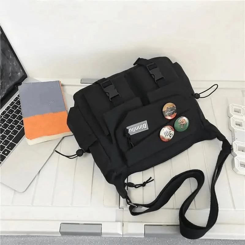Preppy Casual Nylon Crossbody Bag For Men Women Teen Messenger Bag, Student Commuter Single Shoulder Bag For Travel Daily Use - M & M Global