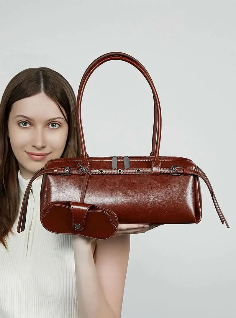 New Women's Rectangle Bag Luxury Designer Shoulder Bags High Quality Cowhide Handbags Fashion Women Baguette Bag 3086 - M & M Global