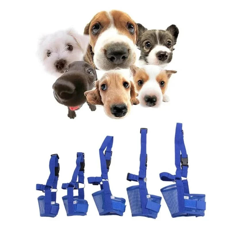 Pet Dog Adjustable Bark Bite Mesh Mouth Muzzle Grooming Anti Stop Chewing for Small Dogs Nylon Belt Dog Accessories Pet Products - M & M Global