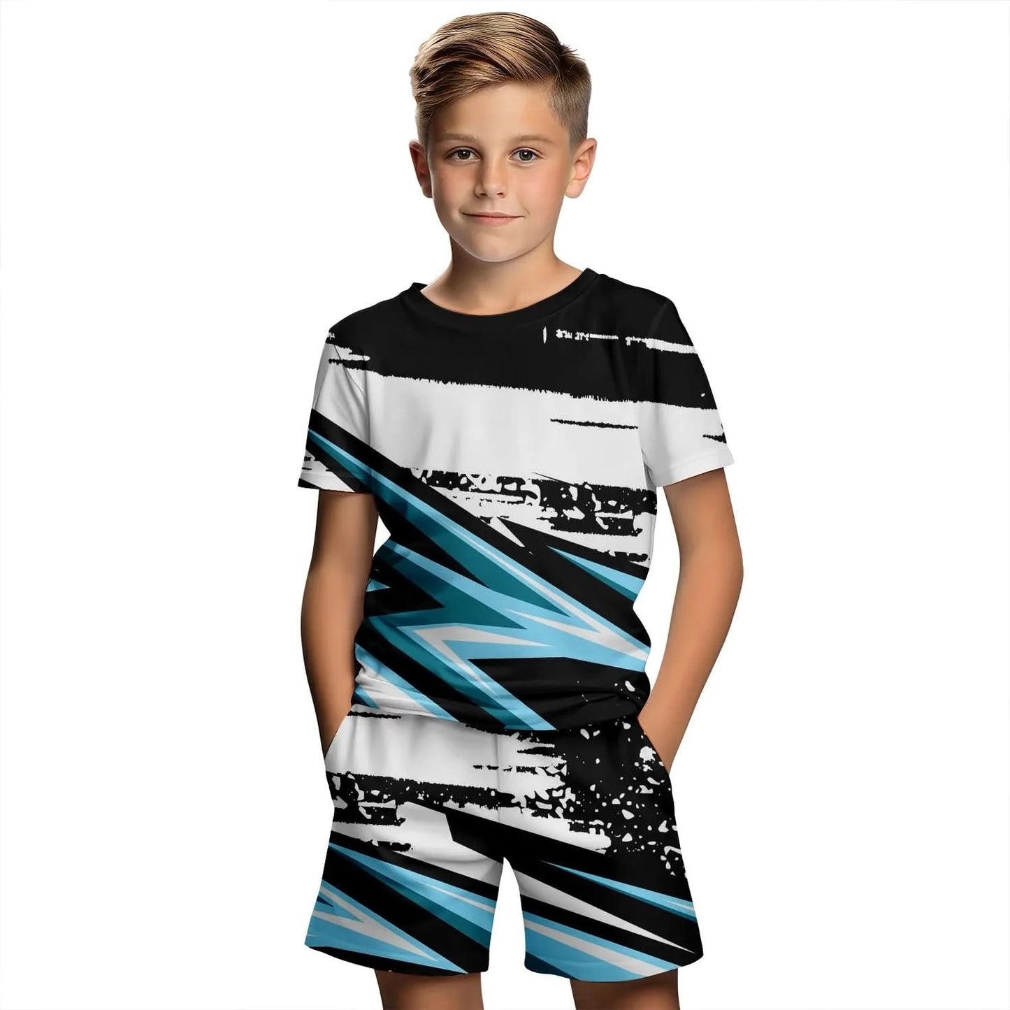 Children's Clothing Suit For Boy Summer Short Sleeve T-Shirt Set Shorts Child Clothing 3D Print Casual Boy Girl Children's Sets - M & M Global