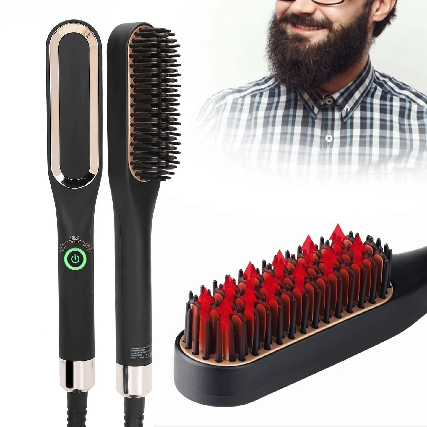 Electric Beard Straightening Comb Multifunctional Beard Straightener Brush Hair Styling Tool for Men - M & M Global