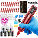Wireless Tattoo Machine Kit Complete, Cordless Tattoo Gun, 1600mAH Battery, Large Battery,  Tattoo Pen Set, 20 Needle supply - M & M Global