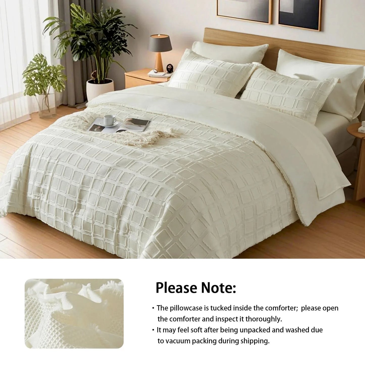 Neatly made bed with white bedding in a well-lit bedroom.
Floral textured comforter

Ultra-soft microfiber comforter

Cut flower design bedding

All-season quilt set

Lightweight comforter set

Solid color bed set

Machine washable bedding

Fade-resistant bedding

Cozy bedroom gift set