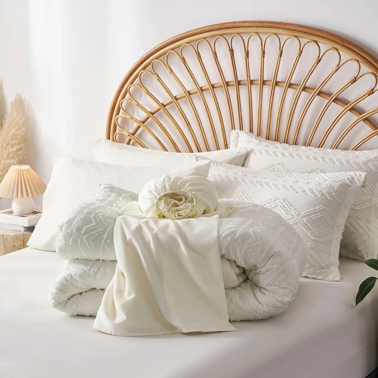 1515/5000 7-Pcs Bohemian tufted Comforter sets, soft comfort, Bedding Sets, room decor, all-season, Queen/King