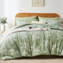 7-piece leaf pattern printed Comforter Set, 100% microfiber soft and durable Skin-friendly breathable super soft bedding set