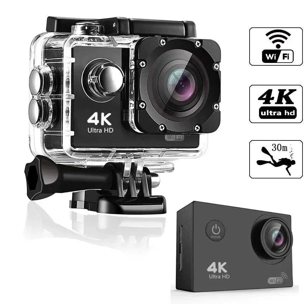 Action Camera 4K WiFi 2.0-inch Screen Waterproof 170D Underwater sports video cameras for motorcycle helmet Outdoor Sport Cam - M & M Global