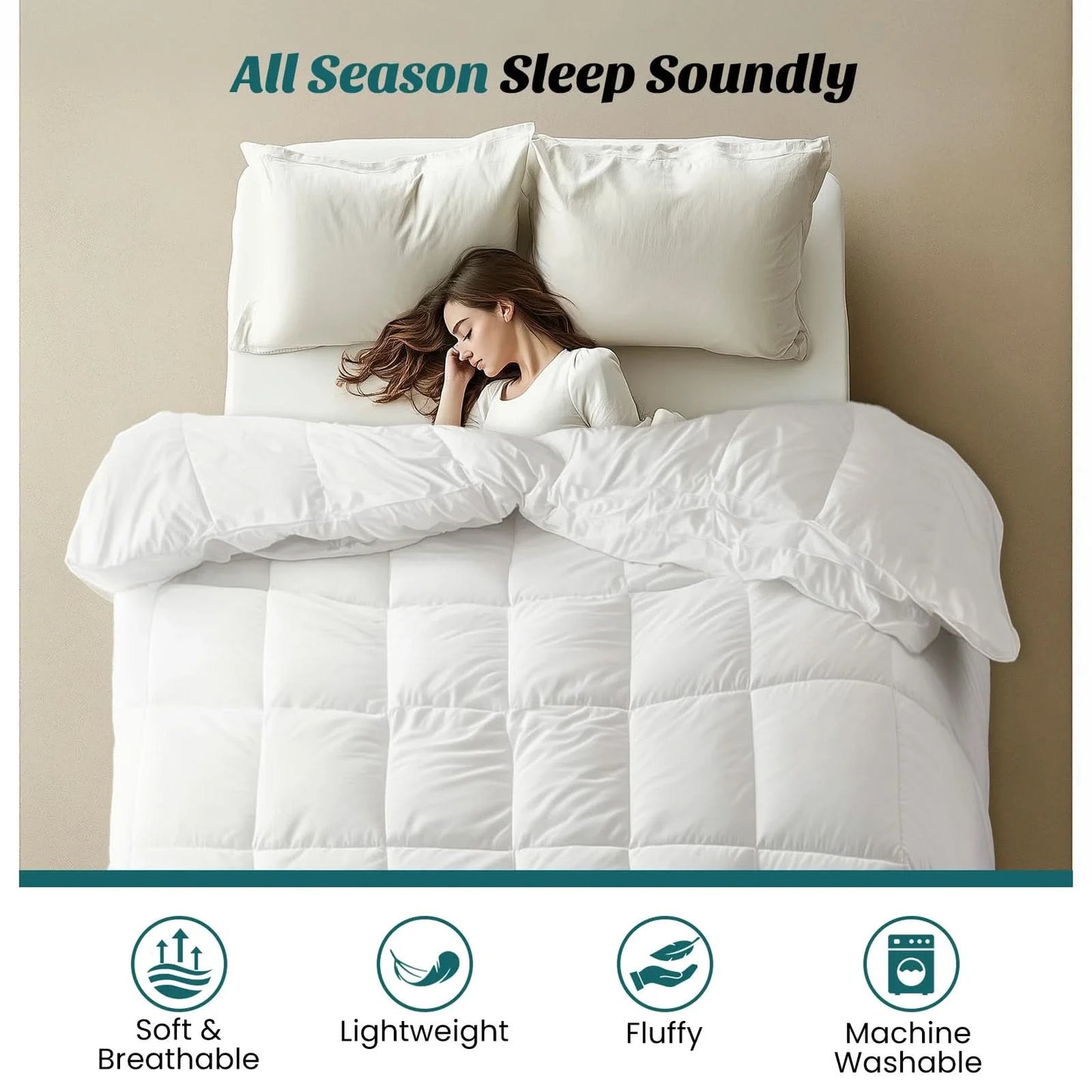 JHK Comforter King Size All Season Blanket with Corner Tabs Box Stitched Comforter Easy To Wash Bedding 102" x 90" For Bedroom ﻿