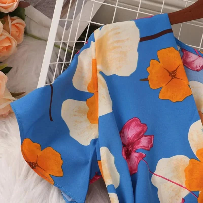 Women Dress Fashion Vintage Ins Bandage Slim Waist A-line Long Dress Vacation Beach Summer Outfits Lady Robe Femme - M & M Global