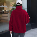 Fashion Women Winter Warm Double Coral Fleece Overcoat Solid Soft Plush Stand Collar Coats Ladies Long Sleeved Zipper Outerwears