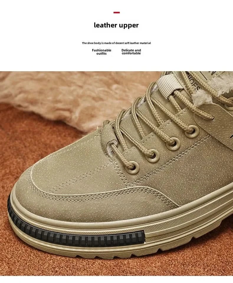 Winterfleece-lined Men's Shoes New Style Workwear Shoes Anti-slip Sport Casual Board Men's Korean Version Durable Labor-saving - M & M Global