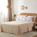 7Pcs solid color botanical pattern quilt set, microfiber soft and durable bedding set bedroom decoration gift
