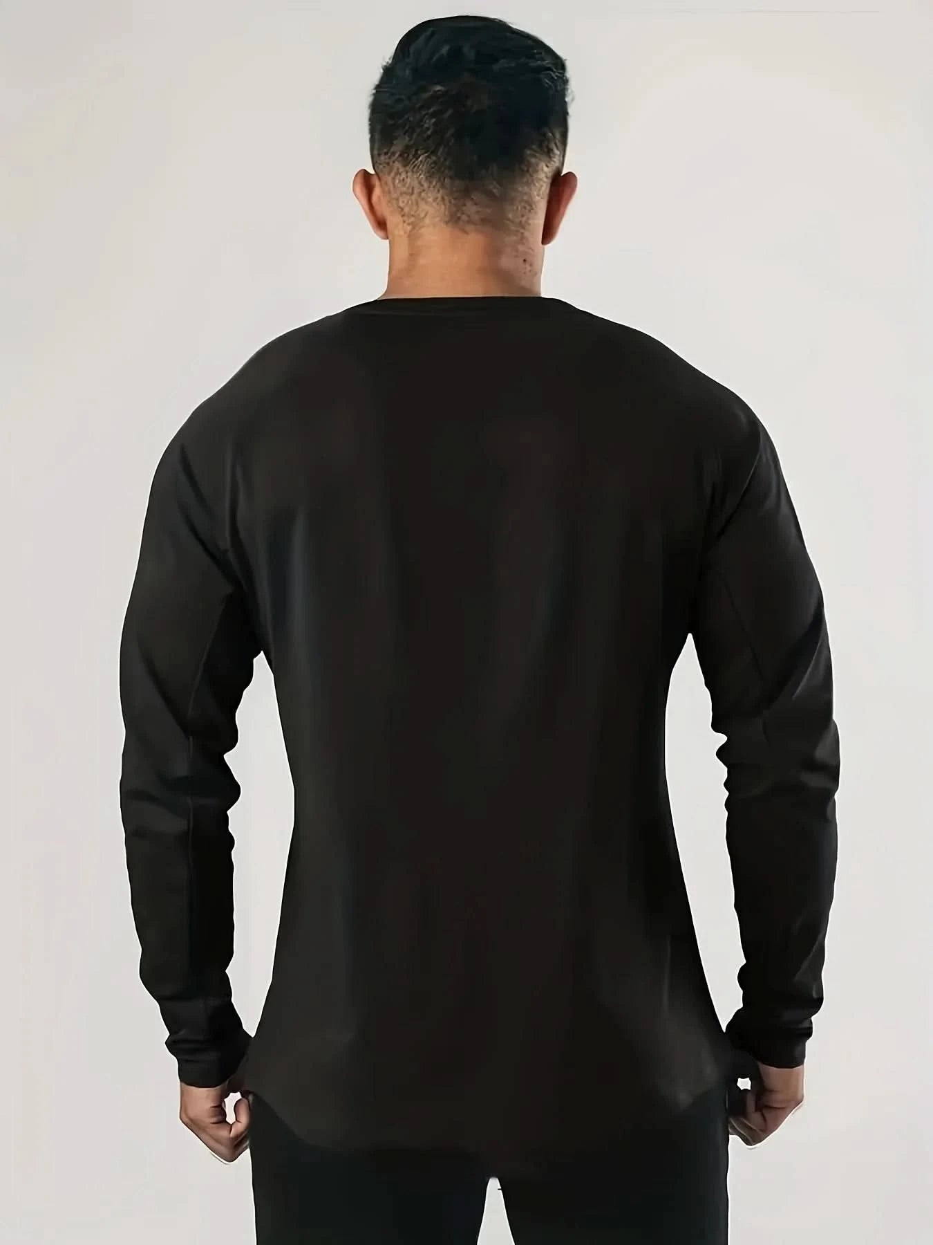 Men's 100% pure cotton loose fit plus size comfortable casual sports cross print round neck long sleeved T-shirt top - M & M Global