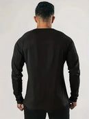 Men's 100% pure cotton loose fit plus size comfortable casual sports cross print round neck long sleeved T-shirt top - M & M Global