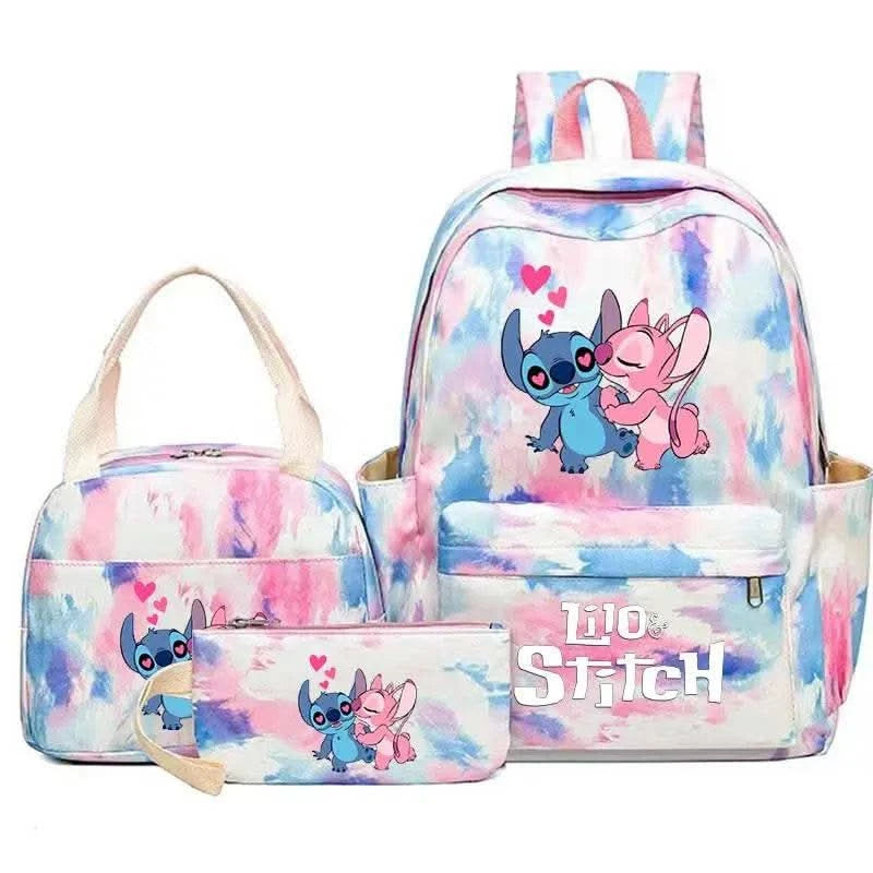 3Pcs Lilo Stitch Colorful Backpack Set With Tote and Pouch Large Capacity Lightweight And Breathable Outdoor Knapsack - M & M Global