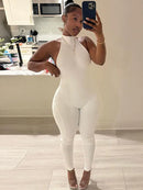 Weird Puss Sexy Peach Buttocks Jumpsuit Women Backless Halter Sleeveless Fitness Skinny Stretch Streetwear Sexy Activity Outfits