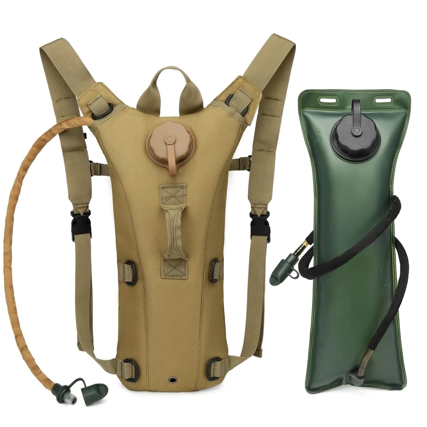 Tactical Water Hydration Pack - Military Class Camel Backpack with 3L Leakproof Water Bladder for Running, Jogging, Cycling - M & M Global
