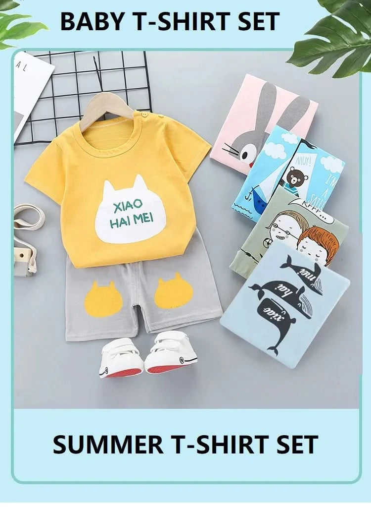 2PCS Children's Sets mother Kids Clothes Boys Girl T-shirt Shorts Summer Cotton Short sleeve Baby Children Clothing Toddler Suit - M & M Global