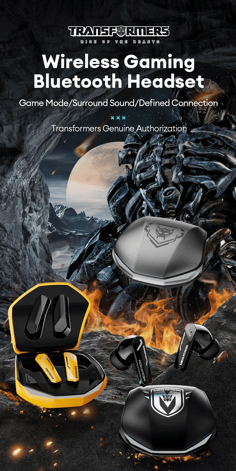 Ship From US Transformers Bluetooth Earphones Wireless Gaming Headset GM2 Pro Low Latency Earbuds HD Call with Mic 2025 New