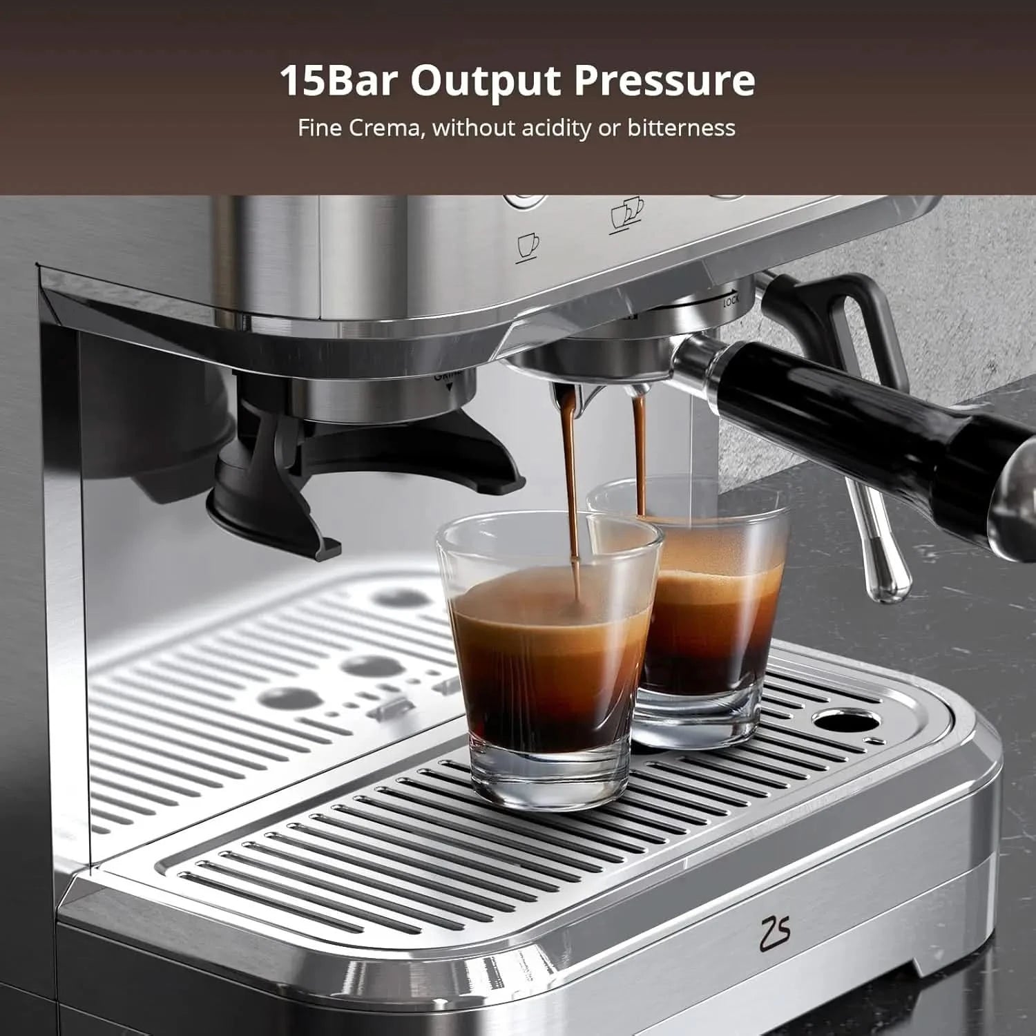 Professional Espresso Machine with Built-In Grinder and Milk Frother, 15 Bar Cappuccino and Latte Maker, Gift for Coffee Enthusi - M & M Global